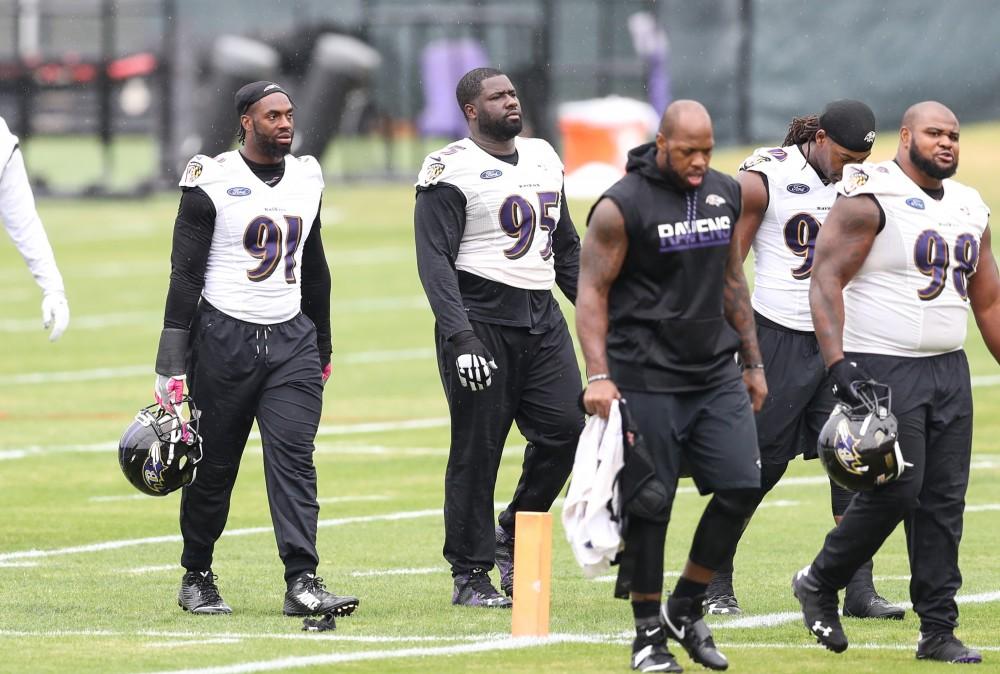 GVL/Kevin Sielaff - Matt Judon (91) and company return to the training facility after a Baltimore Ravens practice on Thursday, Nov. 3, 2016 in Baltimore, Maryland. 