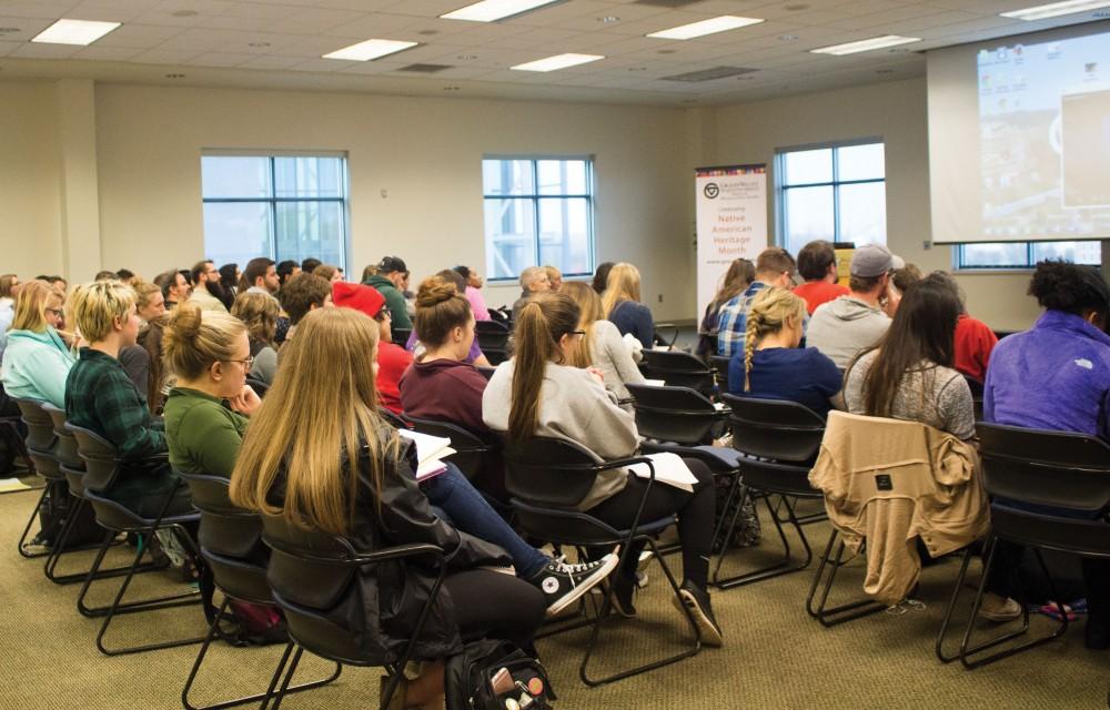 GVL/Mackenzie Bush - A workshop is held Tuesday, Nov 1, 2016 in Pere Marquette to discuss the importance of Native American Graves and it’s impact on Native American Communities.