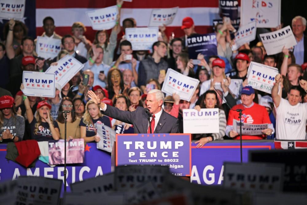 GVL / Emily Frye 
Mike Pence during the rally on Monday Nov. 7, 2016