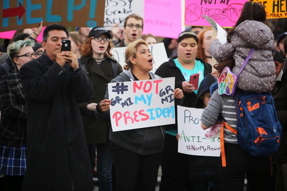 GVL / Emily Frye 
"Not My President" Protest in Rosa Park Circle on Thursday Nov. 10, 2016