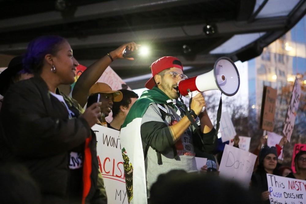 GVL / Emily Frye 
"Not My President" Protest in Rosa Park Circle on Thursday Nov. 10, 2016