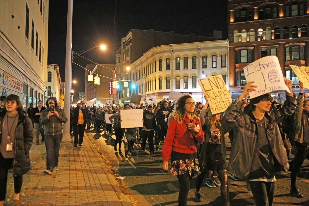 GVL / Emily Frye 
"Not My President" Protest in Rosa Park Circle on Thursday Nov. 10, 2016