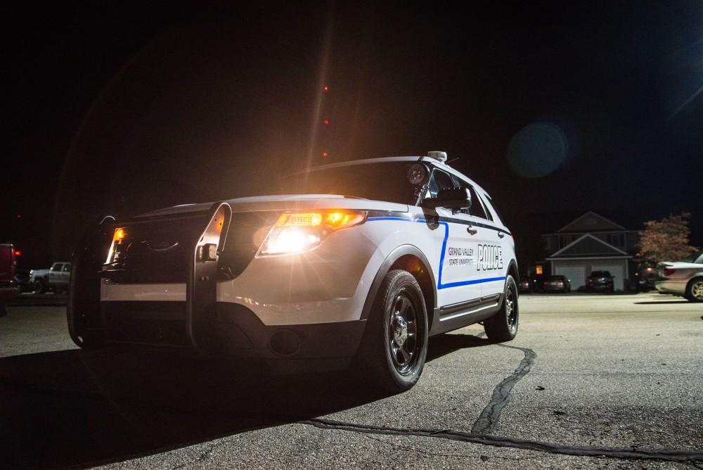 GVL / Luke Holmes - A GVPD cruiser stays running in the parking lot of Campus View Apartments. The ride along with Sergeant Jeff Stoll took place on Saturday, Oct. 29, 2016.