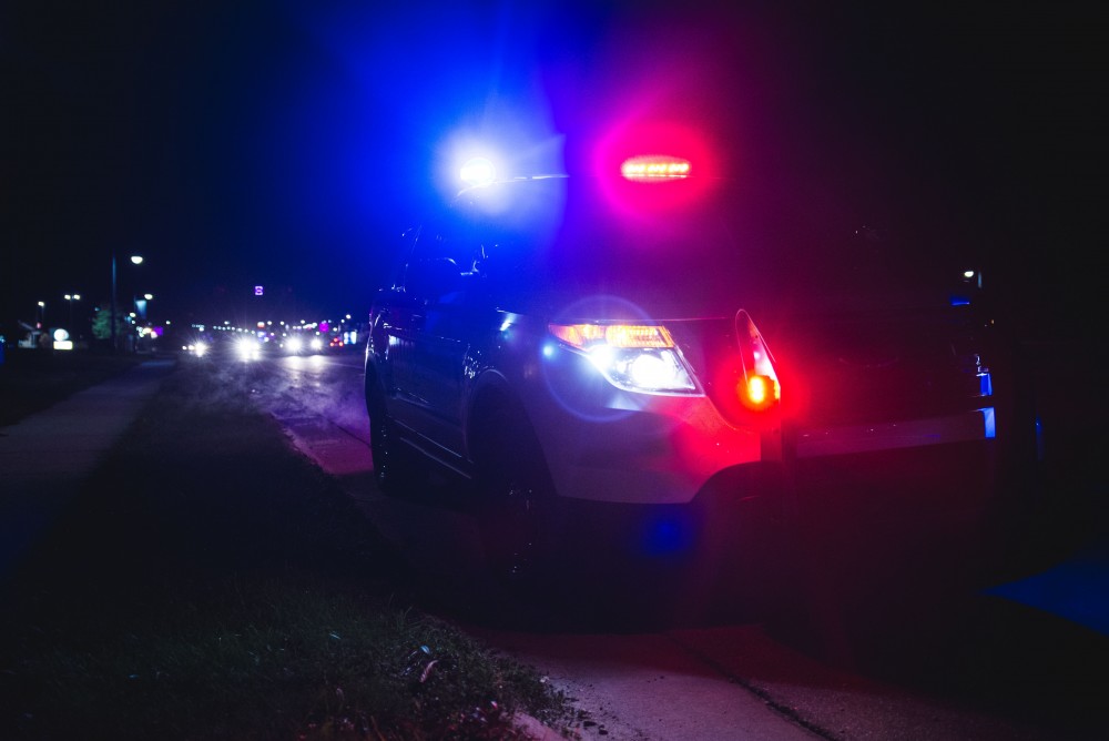 GVL / Luke Holmes - Sergeant Stoll makes a traffic stop on Lake Michigan Drive. The ride along with Sergeant Jeff Stoll took place on Saturday, Oct. 29, 2016.