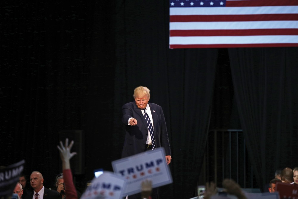 GVL / Emily Frye 
Donald Trump during his rally on Monday Nov. 7, 2016