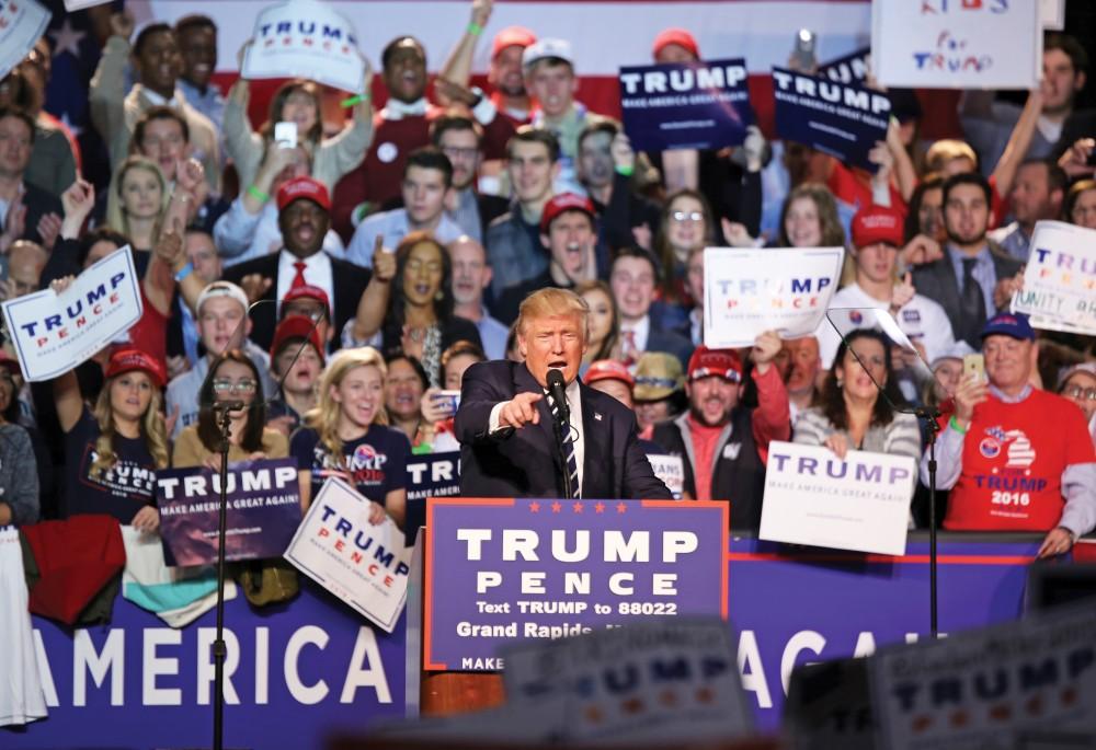 GVL / Emily Frye 
Donald Trump during his rally on Monday Nov. 7, 2016