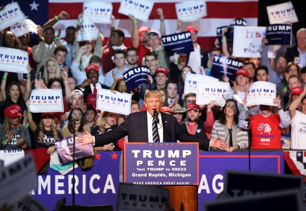 GVL / Emily Frye 
Donald Trump during his rally on Monday Nov. 7, 2016