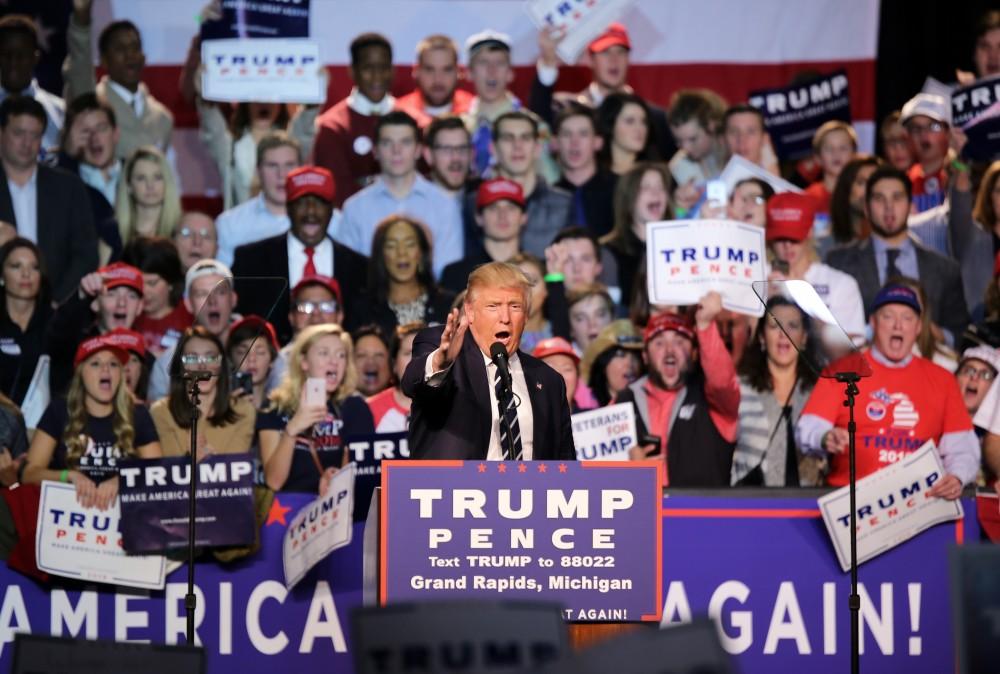 GVL / Emily Frye 
Donald Trump during his rally on Monday Nov. 7, 2016