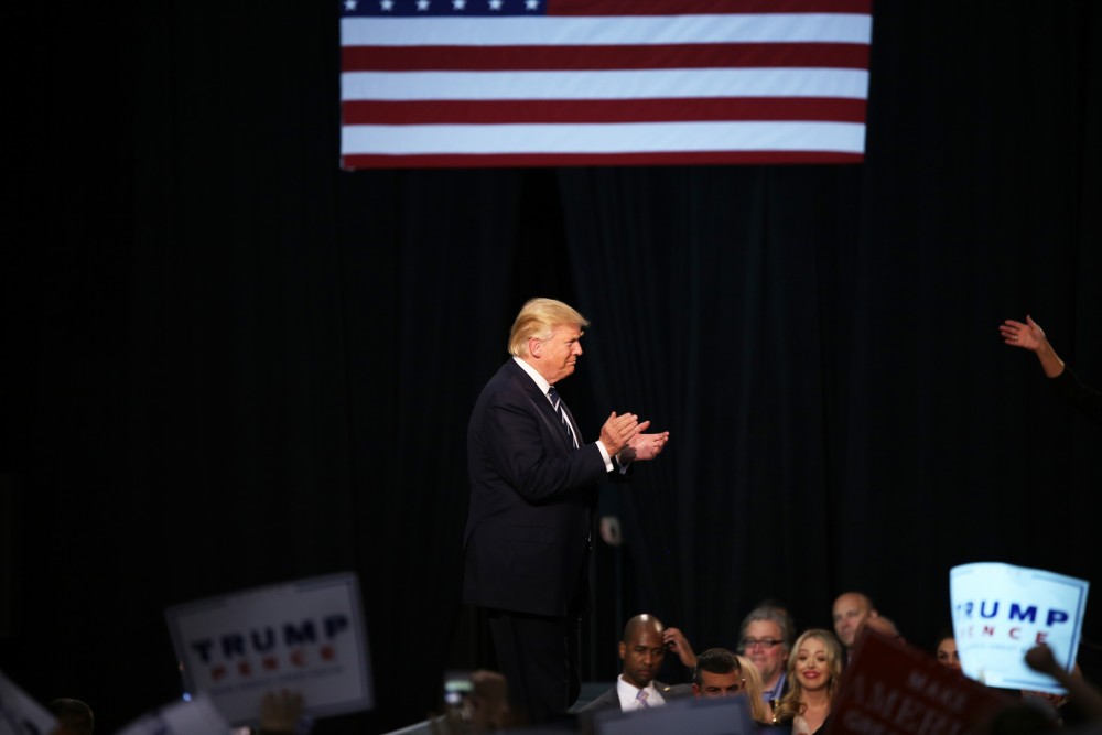 GVL / Emily Frye 
Donald Trump during his rally on Monday Nov. 7, 2016