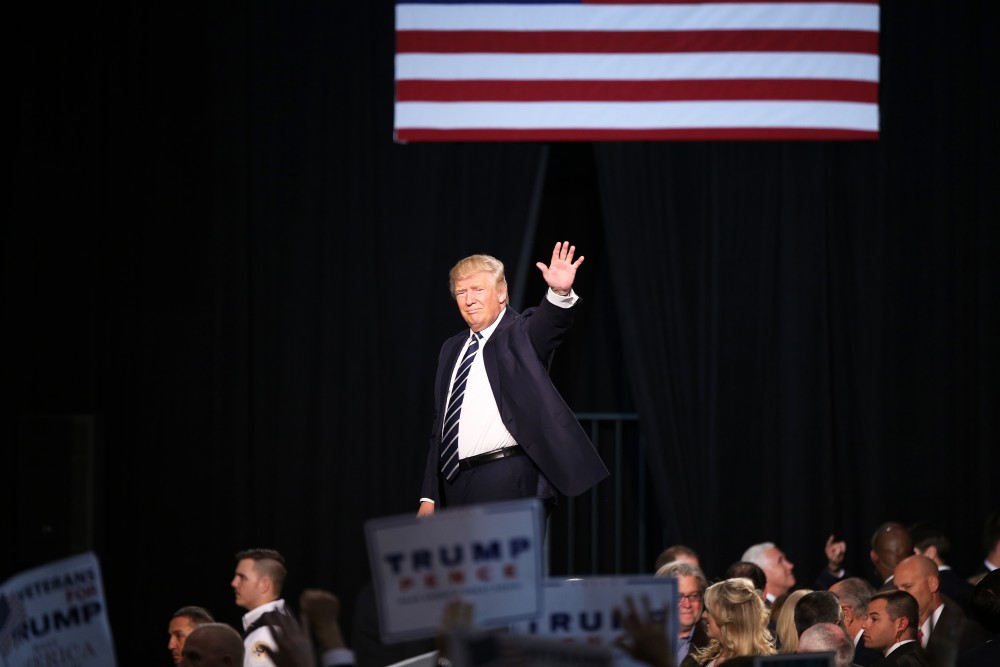 GVL / Emily Frye 
Donald Trump during his rally on Monday Nov. 7, 2016