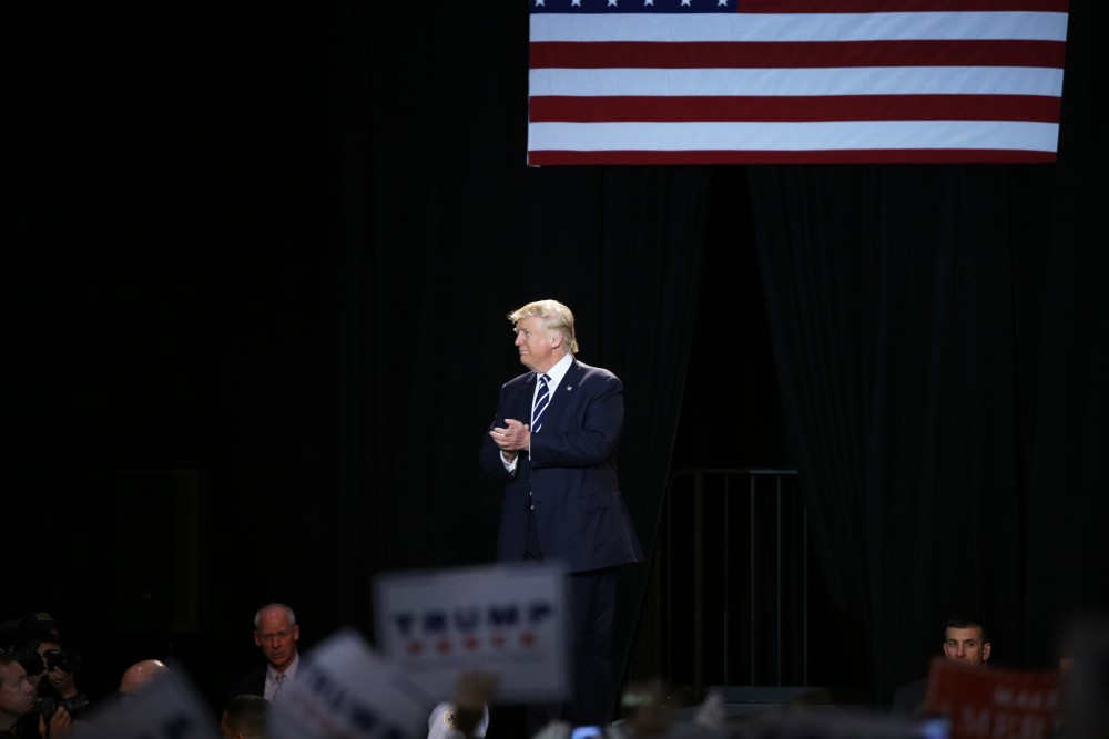 GVL / Emily Frye 
Donald Trump during his rally on Monday Nov. 7, 2016