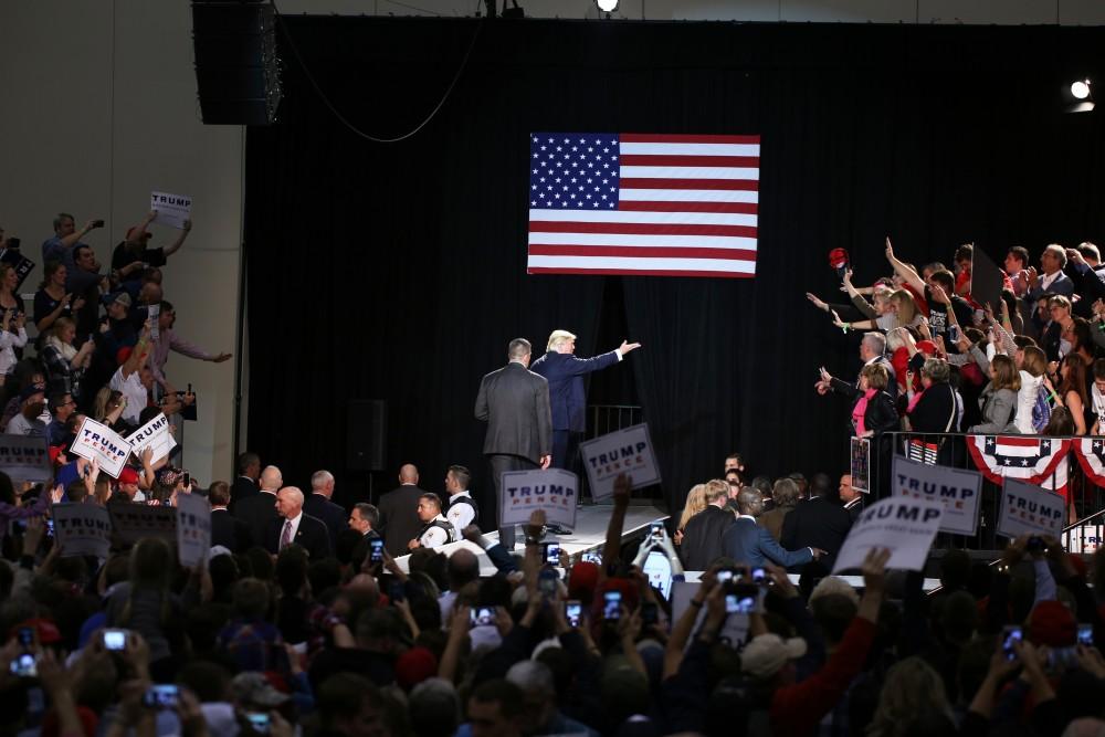 GVL / Emily Frye 
Donald Trump during his rally on Monday Nov. 7, 2016