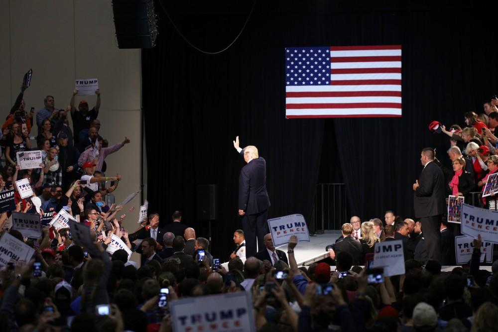 GVL / Emily Frye 
Donald Trump during his rally on Monday Nov. 7, 2016