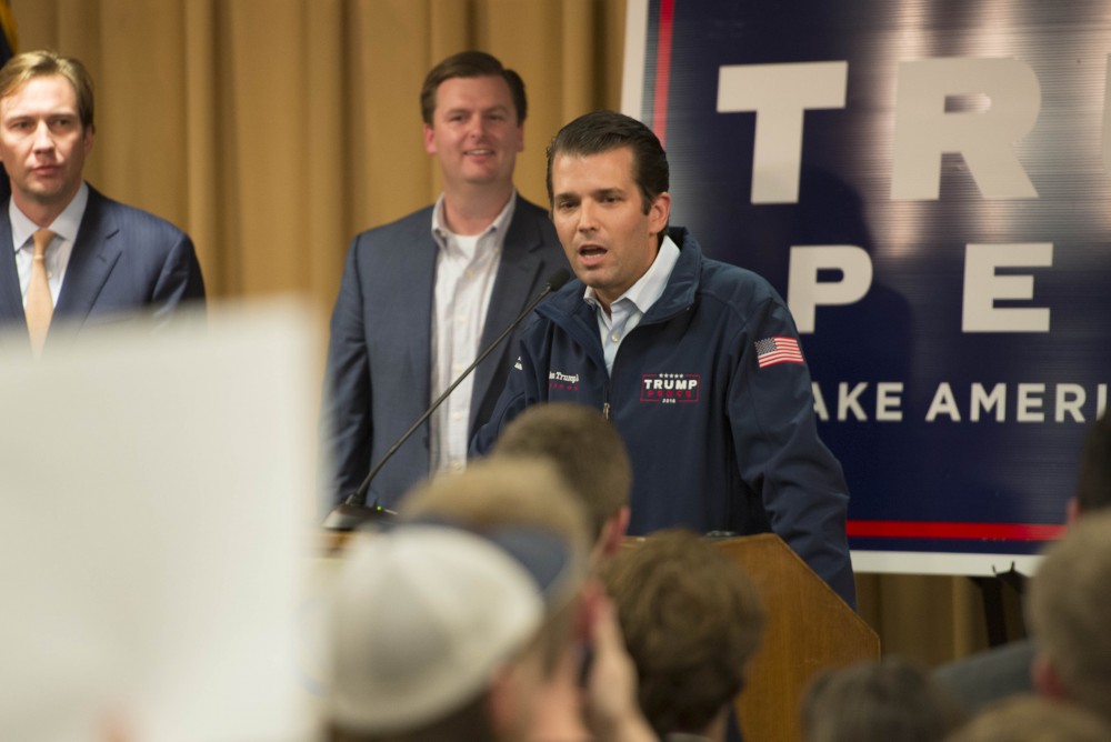 GVL / Luke Holmes - Donald Trump Jr. came to speak in the Grand Riveer Room on Wednesday, Nov. 2, 2016.