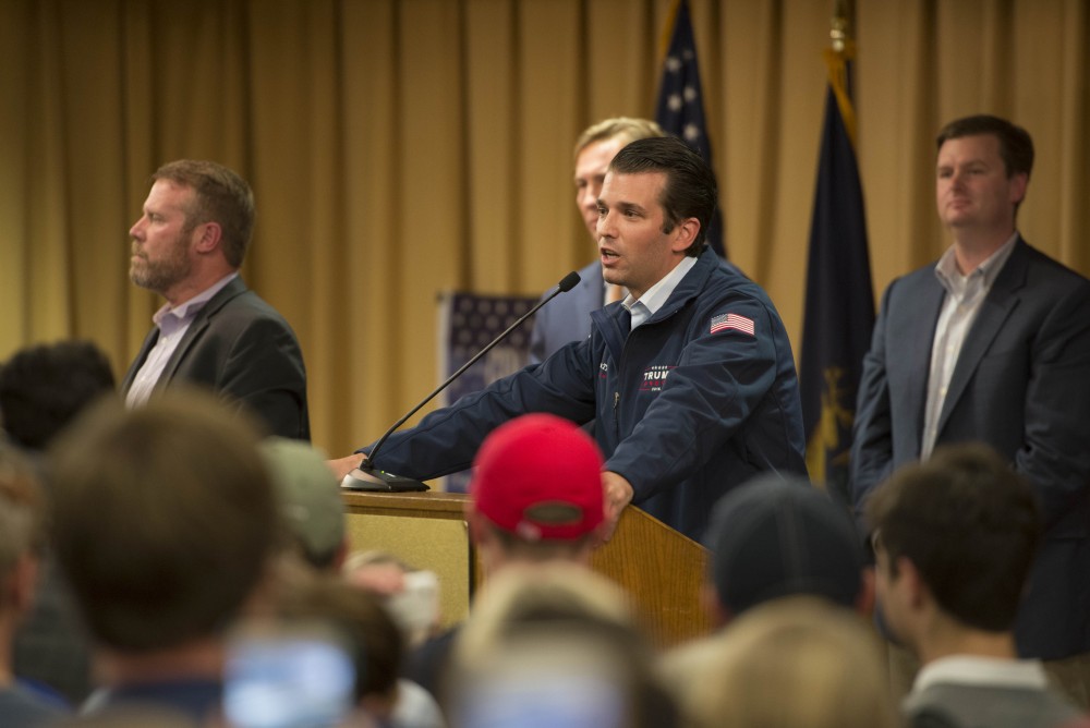 GVL / Luke Holmes - Donald Trump Jr. came to speak in the Grand Riveer Room on Wednesday, Nov. 2, 2016.