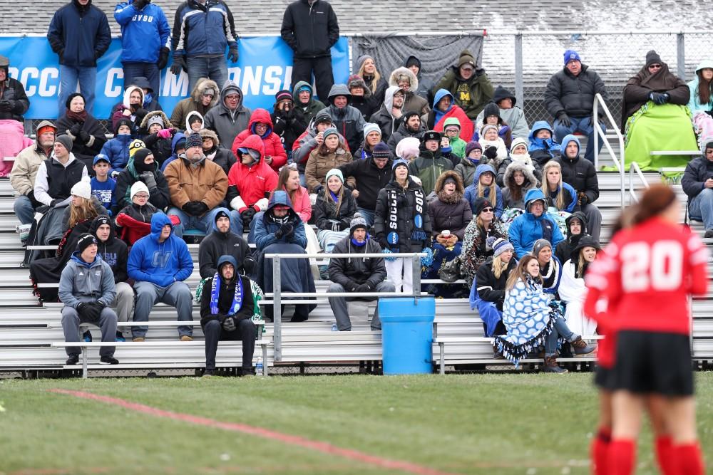 GVL/Kevin Sielaff - Despite the cold, fans gather to watch Grand Valley square off against Central Missouri on Sunday, Nov. 20, 2016 in Allendale.