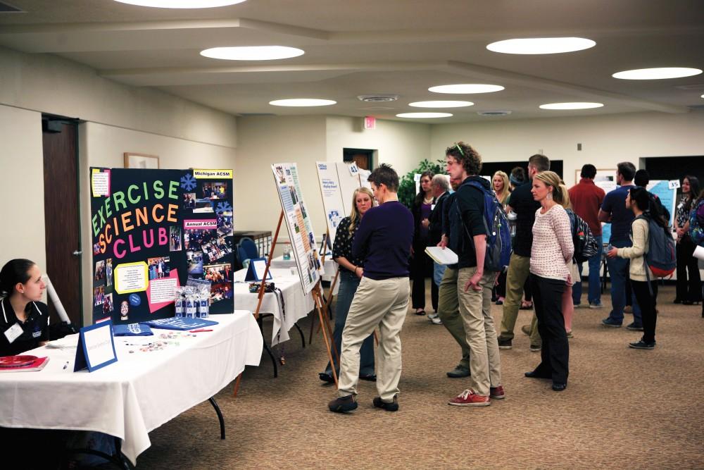 GVL/Emily Frye - The exercise science fair takes places on Monday, April 6, 2015 inside the Kirkhof Center's Grand River Room.