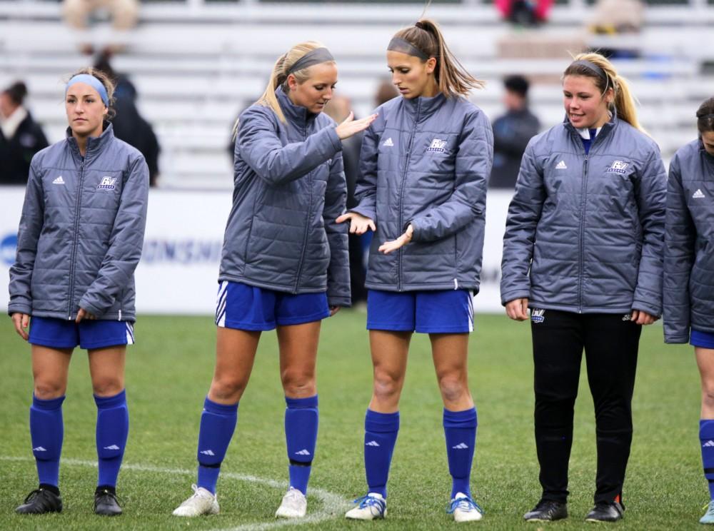 GVL / Emily Frye
Erika Bradfield and Gabriella Mencotti high five before the start of the National Championship finals game on Saturday Dec. 3, 2016.