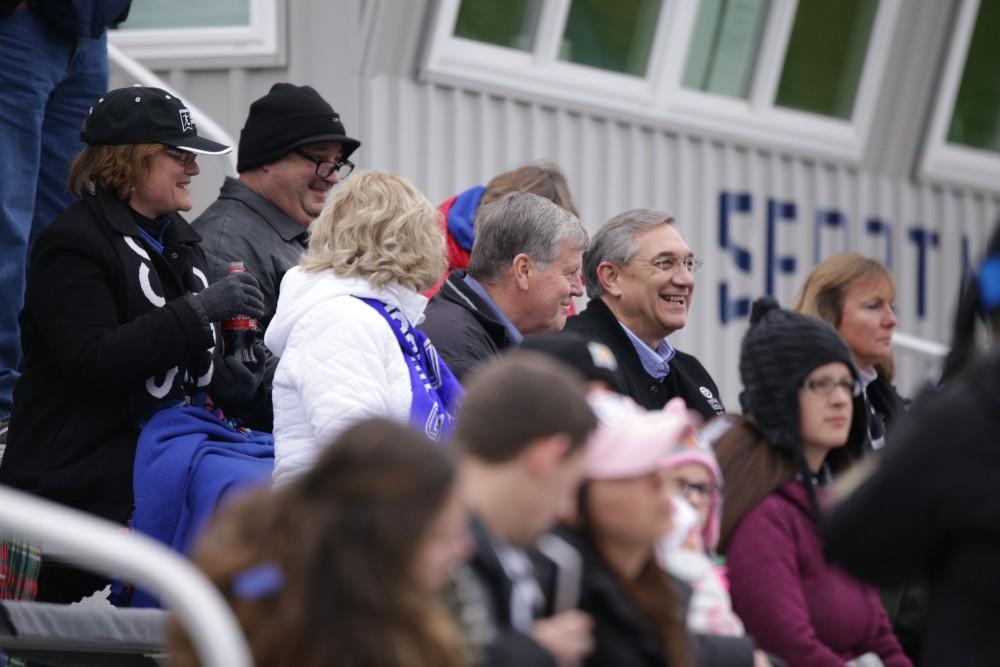 GVL / Emily Frye
President Thomas Haas and wife Marcia make a guest appearence at the National Championship finals game on Saturday Dec. 3, 2016.