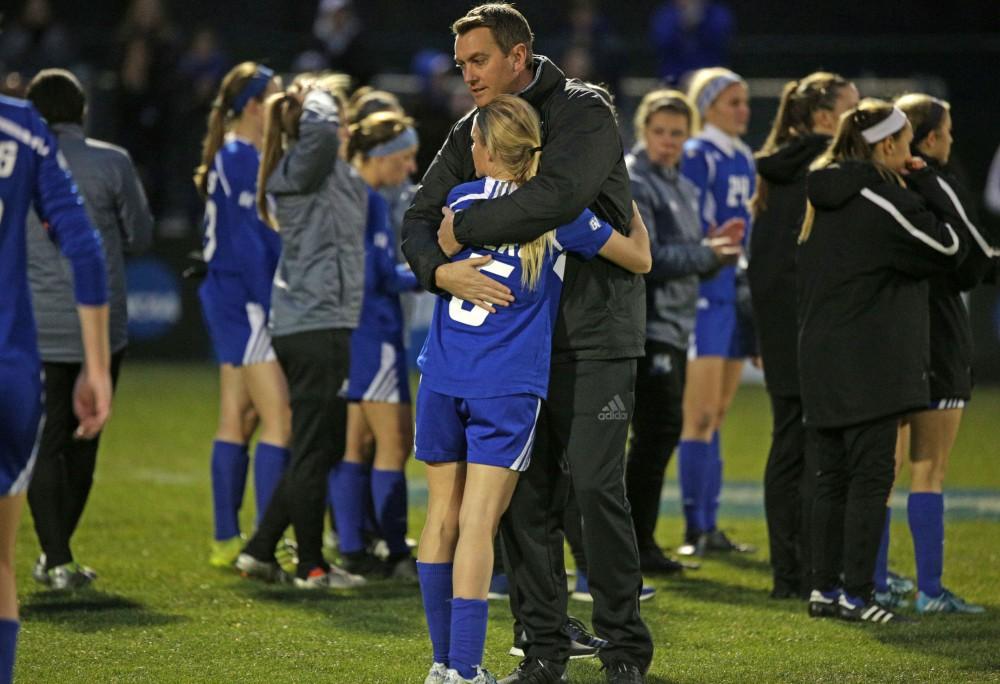 GVL / Emily Frye
Coach Jeff Hosler and Kendra Stauffer after the final game on Saturday Dec. 3, 2016.