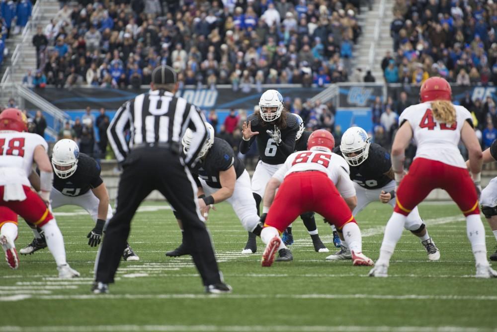 GVL / Luke Holmes - Bart WIlliams (6) gets ready to receive the snap. GVSU lost to Ferris State in Lubbers Stadium on Saturday, Dec. 3, 2016.