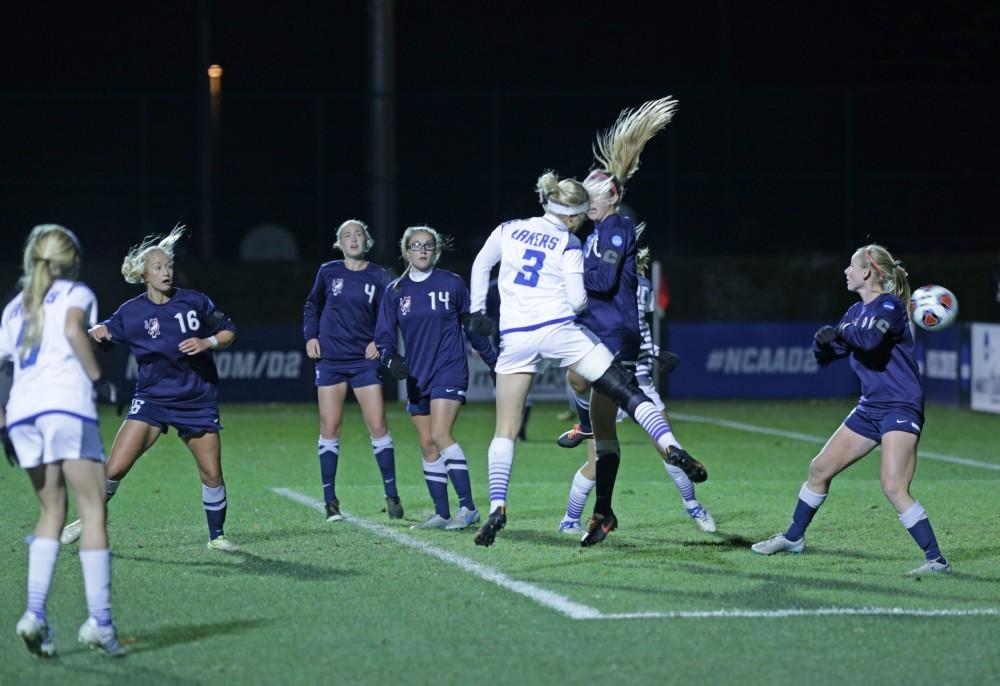 GVL / Emily Frye
Gabbie Guibord with a header during the semi final round on Thursday Dec. 1, 2016. 