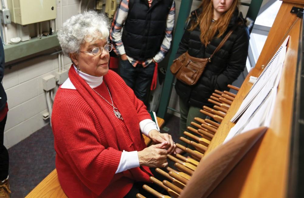 GVL / Kevin Sielaff - The Cook Carillon Tower offers free tours while university carillonneur Julianne Vanden Wyngaard plays the instrument on Tuesday, Dec. 8, 2015 in Allendale.  