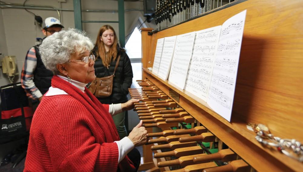 GVL / Kevin Sielaff - The Cook Carillon Tower offers free tours while university carillonneur Julianne Vanden Wyngaard plays the instrument on Tuesday, Dec. 8, 2015 in Allendale.  