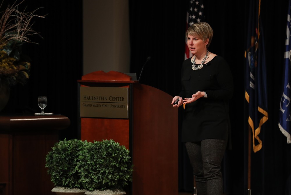 GVL/Kevin Sielaff - Julie Metty Bennett presents during her Wheelhouse Talk inside of Loosemore Auditorium on Friday, Jan. 20, 2017.