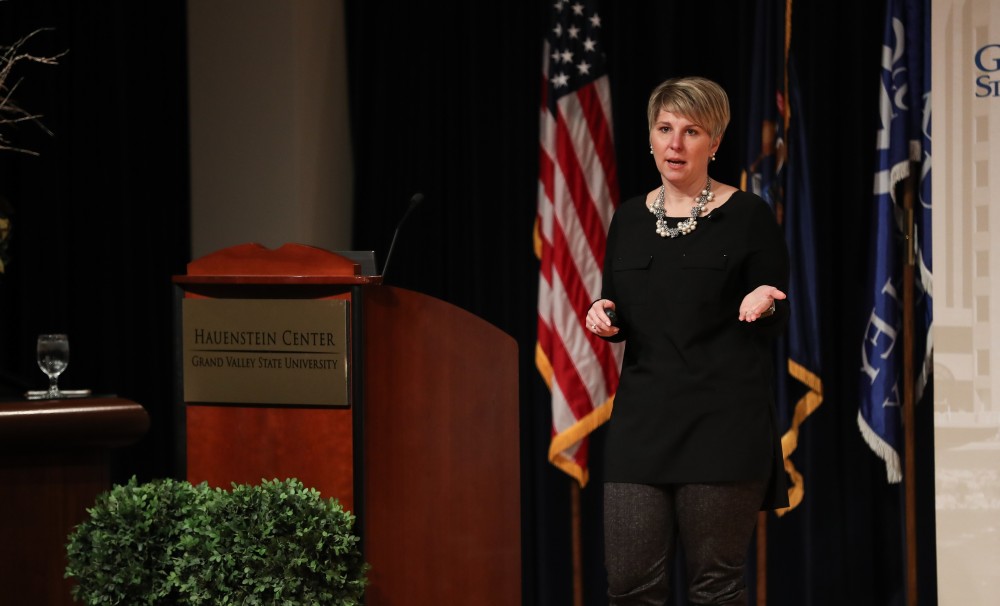 GVL/Kevin Sielaff - Julie Metty Bennett presents during her Wheelhouse Talk inside of Loosemore Auditorium on Friday, Jan. 20, 2017.