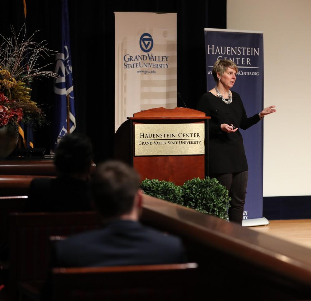 GVL/Kevin Sielaff - Julie Metty Bennett presents during her Wheelhouse Talk inside of Loosemore Auditorium on Friday, Jan. 20, 2017.