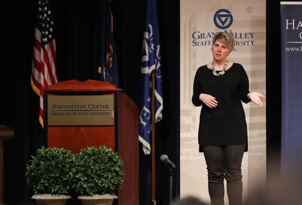 GVL/Kevin Sielaff - Julie Metty Bennett presents during her Wheelhouse Talk inside of Loosemore Auditorium on Friday, Jan. 20, 2017.