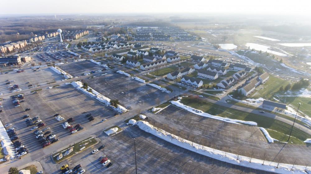 GVL/Kevin Sielaff - Parking lot H and K along with the Laker Village apartments are pictured on Sunday, Jan. 15, 2017.