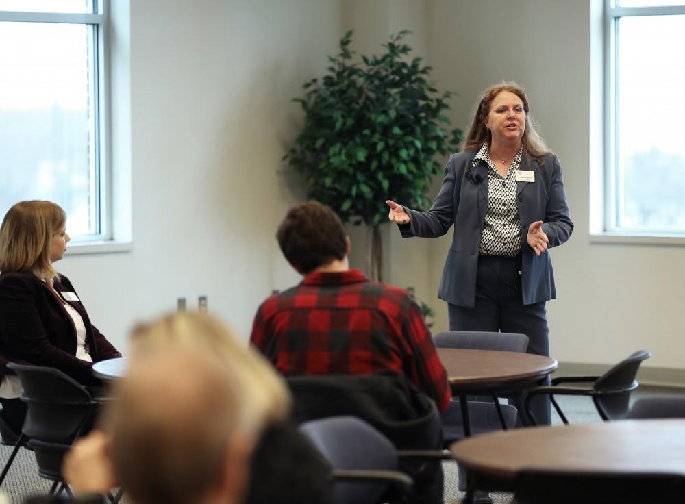 GVL/Kevin Sielaff - Suzeanne Benet presents during Grand Valley's annual Her Story series on Wednesday, Jan. 18, 2017.  