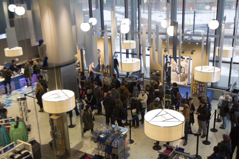 GVL/Mackenzie Bush: GVSU Students brave the lines at the Laker Store to prepare themselves for the new semester Tuesday, Jan. 10, 2017. 