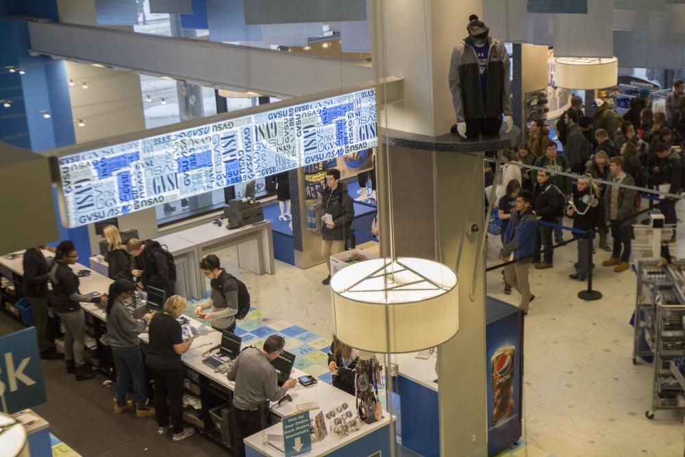 GVL/Mackenzie Bush: GVSU Students brave the lines at the Laker Store to prepare themselves for the new semester Tuesday, Jan. 10, 2017. 