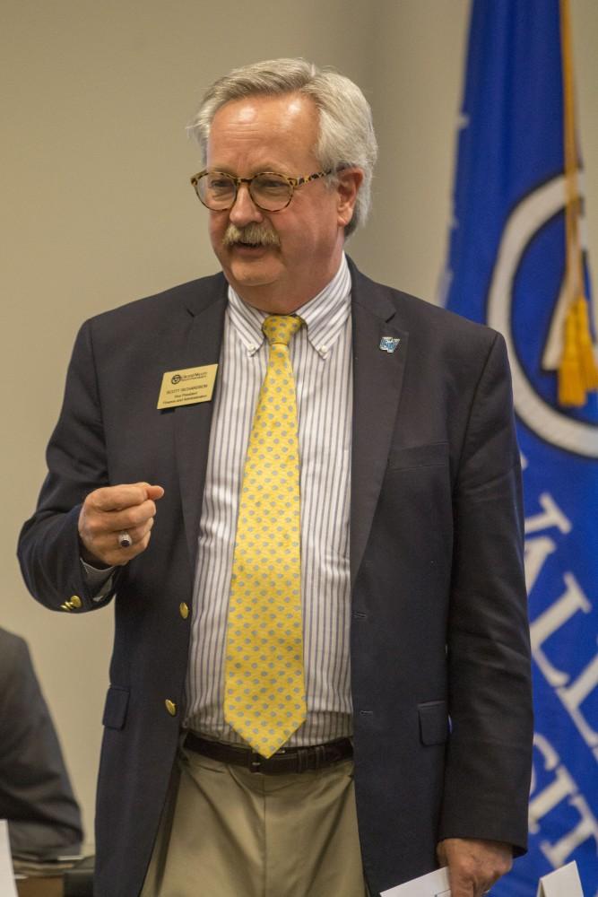 GVL/Mackenzie Bush - Scott Richardson, Vice President of Finance and Administration, speaks at the Student Senate meeting Thursday, Jan. 26, 2017. 