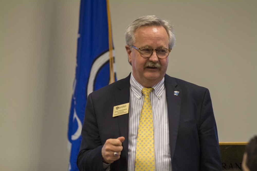 GVL/Mackenzie Bush - Scott Richardson, Vice President of Finance and Administration, speaks at the Student Senate meeting Thursday, Jan. 26, 2017. 