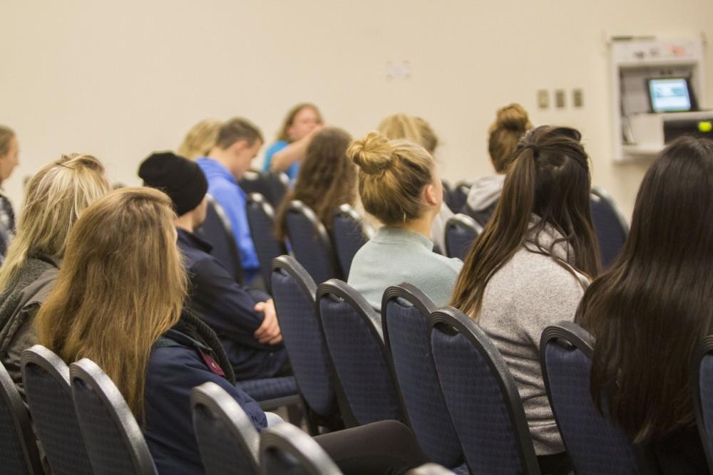 GVL/Mackenzie Bush - GVSU students attend
 the ReACT! Teach In Thursday, Jan. 19, 2017.