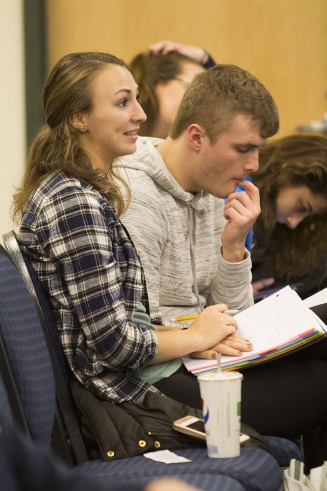 GVL/Mackenzie Bush - GVSU studets participate in discussions at the ReACT! Teach In Thursday, Jan. 19, 2017.