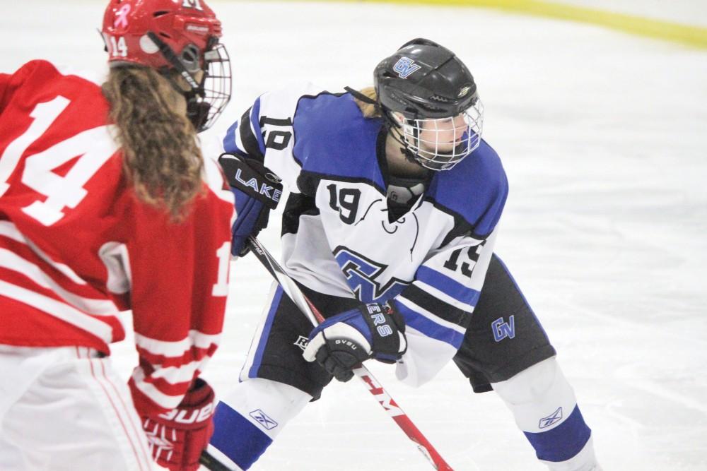 GVL/AJ Bedard - #19 Kendra Myers in action with the Lakers on Saturday, Jan. 24, 2015.