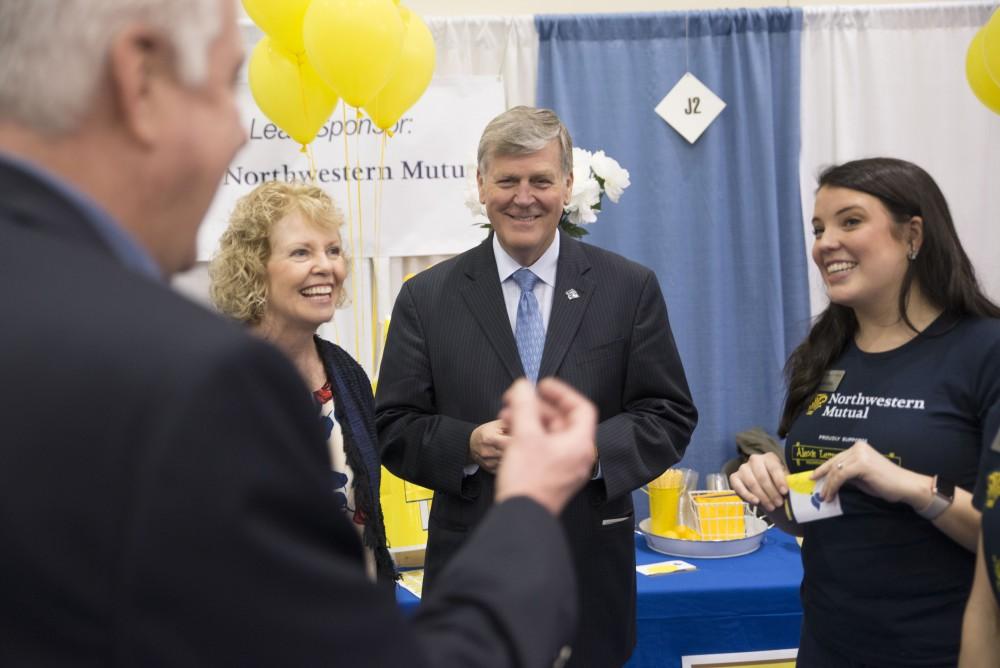 GVL / Luke Holmes - T. Haas and Marcia Haas show up to look around. The Career Fair was held in the DeVos Place on Thursday, Feb. 23, 2016.