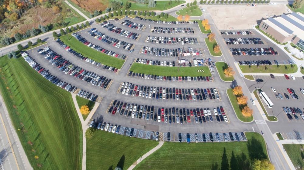 GVL / Kevin Sielaff - Parking lot G as pictured from above on Wednesday, Oct. 19, 2016.