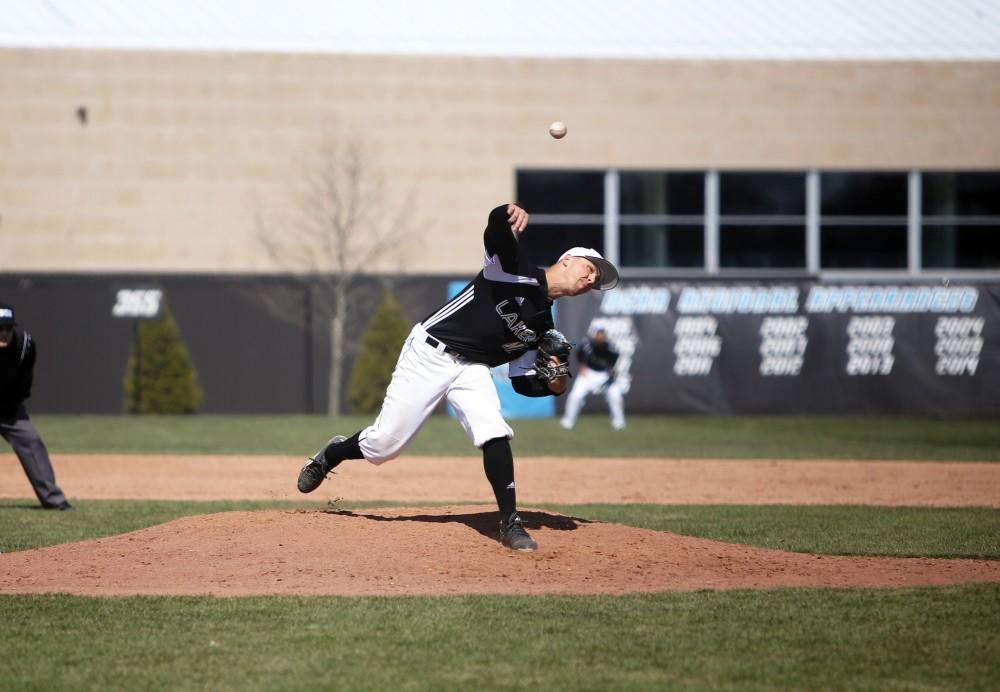 Junior Matt Williams takes his place on the mound against Saginaw Valley State University on Saturday Mar. 26, 2016.