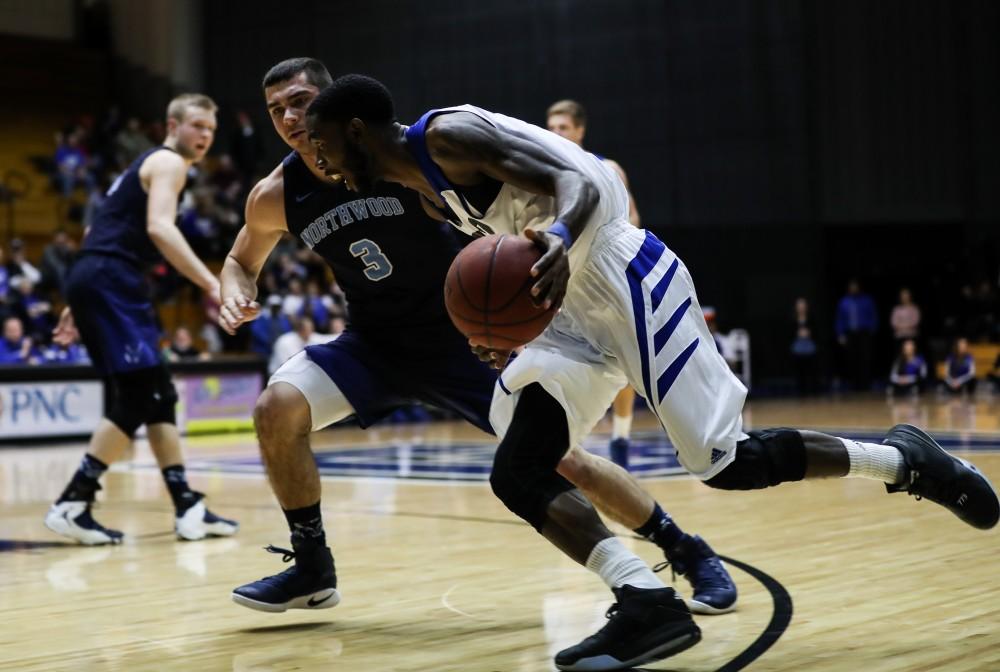 Juwan Starks (22) drives to the hoop during the game vs. Northwood inside the Fieldhouse Arena in Allendale on Thursday, Feb. 9, 2017. 