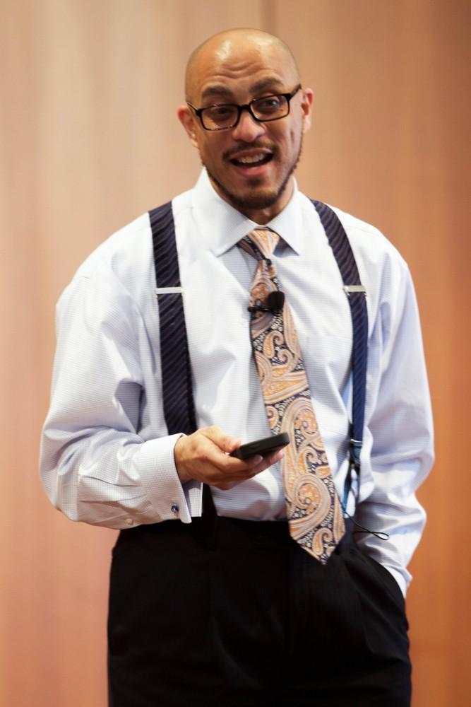 GVL/Mackenzie Bush - Hasan Kwame Jeffries, Associate Professor of History at Ohio State University, talks about the Civil Rights Movement in the age of Trump. The lecture was held Thursday, Feb. 2, 2017 in the Cook-Dewitt Auditorium. 