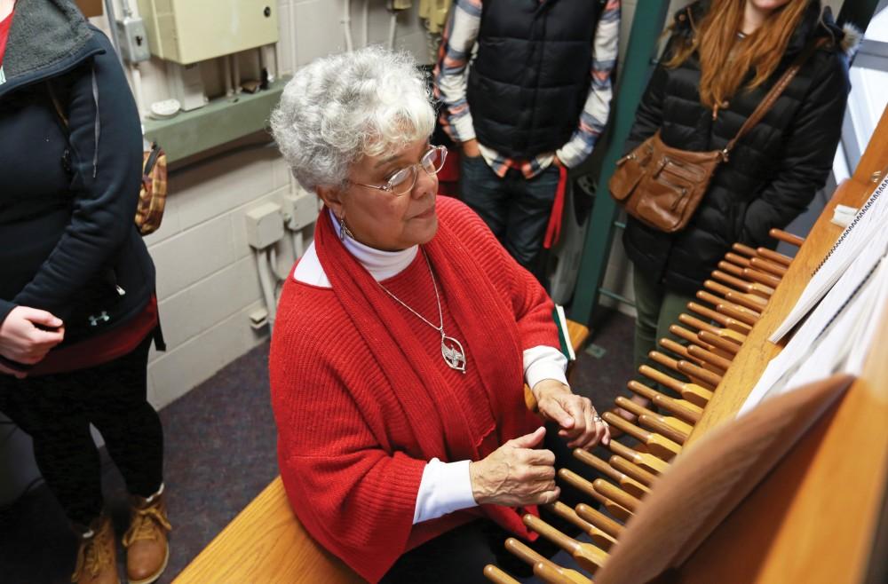 GVL / Kevin Sielaff - The Cook Carillon Tower offers free tours while university carillonneur Julianne Vanden Wyngaard plays the instrument on Tuesday, Dec. 8, 2015 in Allendale.  