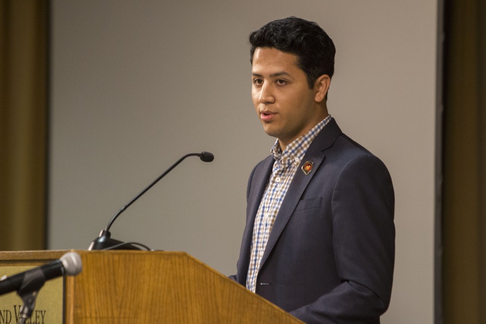 GVL/Mackenzie Bush - Andres Chavez, grandson of Civil Rights activist, Cesar Chaves, speak about how Lantina Millennials can be the voice of change in the 21st century Friday, March 24, 2017. 