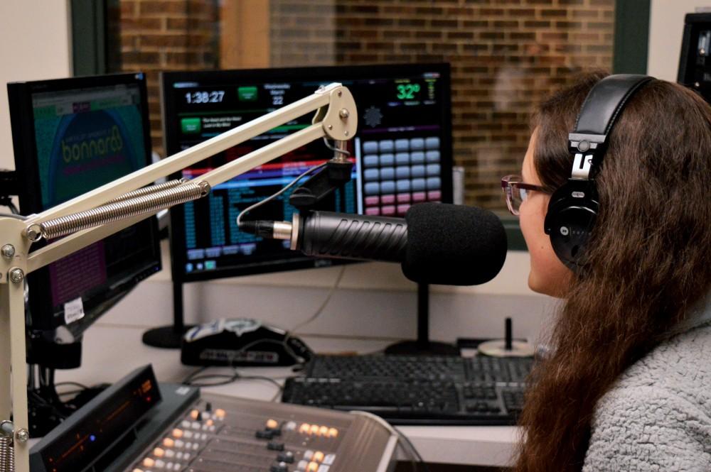 GVL/Hannah Zajac- Jeana Gondek, senior and host of "JGatGV" on Whale Radio, is pictured during her show on Wednesday, Mar. 22, 2017.