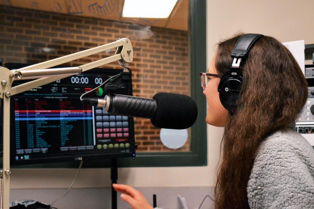 GVL/Hannah Zajac- Jeana Gondek, senior and host of "JGatGV" on Whale Radio, is pictured during her show on Wednesday, Mar. 22, 2017.